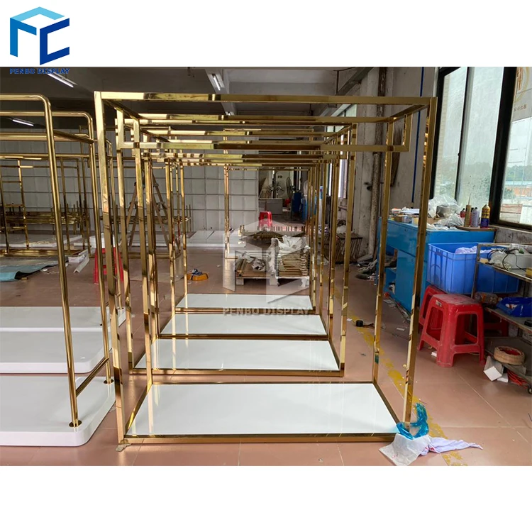 Luxury Bridal Shop Interior Design Wedding Dresses Display Stand Boutique Furniture Shop Decoration Custom Clothing Rack
