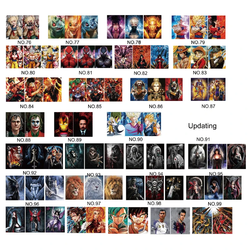 259 Design Popular Classic Anime Demon Slayer Dragonball Narutos One Pieces 3D Poster Motion Raster Wall Door Decorative Art