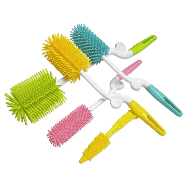 Rotating silicone baby feeding nipple bottle cleaning brush cleaner cup brush