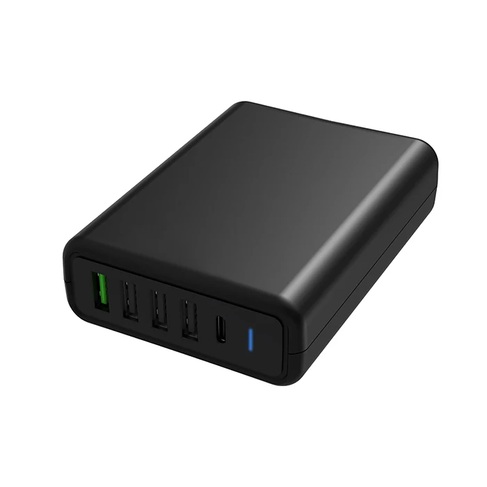 75W 5 Ports USB A Type C PD QC Smart IC Intelligent Distribution EU US Fast Quick Charging 7 Safety Protections Android Charger