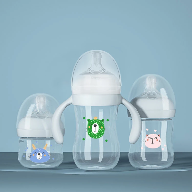 Source Manufacturer PP Bisphenol A Free Wide Mouth Cardioid Newborn Anti Flatulence Bottle Baby Food Feeder