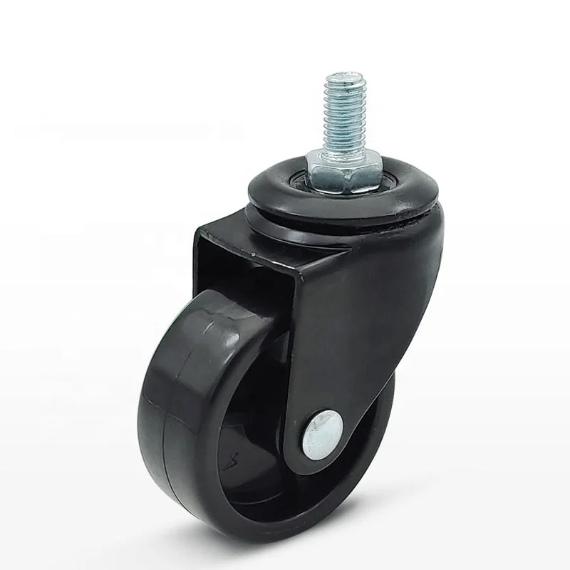 Economic design 50mm 75mm screw type mounting M8 M10 M12 Black PP light weight plastic caster wheel for carts