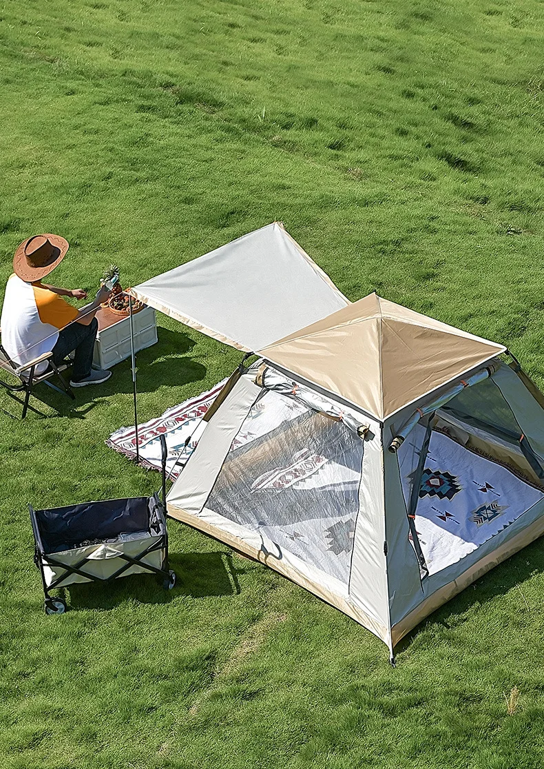 Outdoor portable thickened rain proof automatic quick open picnic camping tent