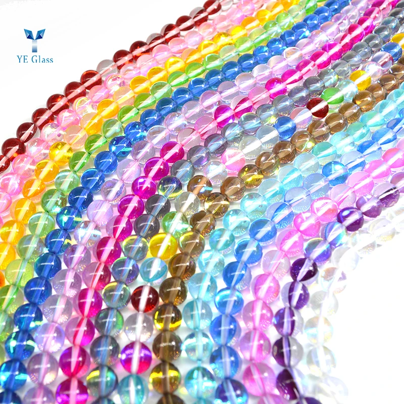 Multicolor6/8/10/12mm Rainbow Moonstone Round Beads Grade Round Loose Bead