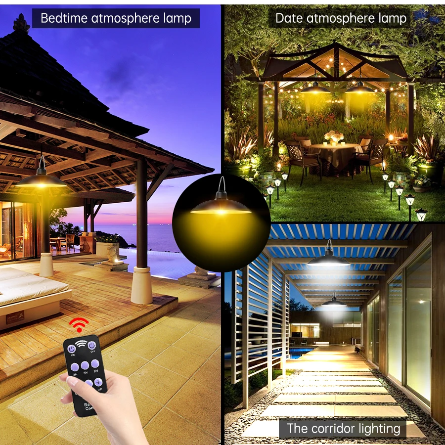 IP65 Waterproof Double Head Solar Pendant Light Outdoor Indoor Solar Lamp Shed Lights For Garden Yard