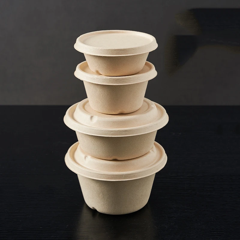 Disposable Wheat Straw Salad Biodegradable Bowls with Lid for Restaurant