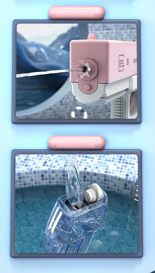 Glock Shape Water Gun Kids Summer Outdoor Playing Water Spray Gun Large Capacity High Voltage Continuous Electric Water Gun Toy