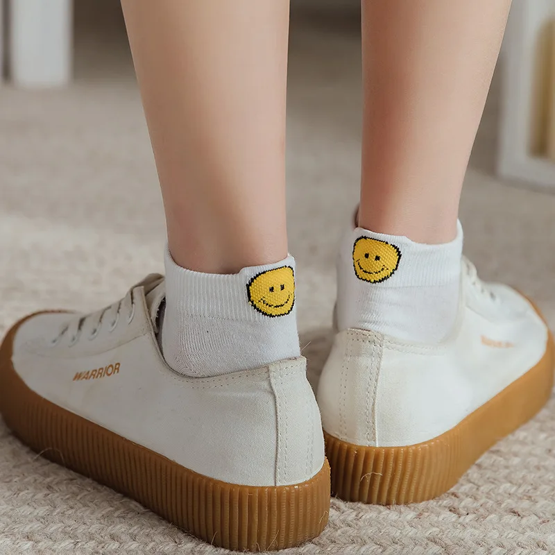 Женские хлопковые носки Socksmate с вышивкой в виде милой собаки удобные летние женские до щиколотки белым улыбающимся лицом хаски
