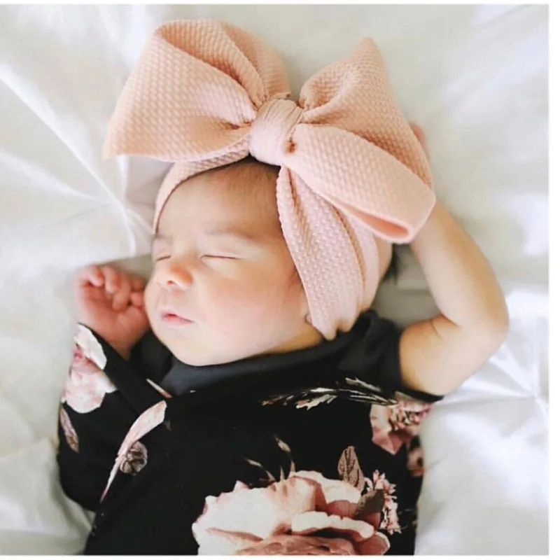 New Baby Large Bow Girls Headband Big Bowknot Headwrap Kids Bow Cotton Wide Head Turban Infant Newborn Headbands