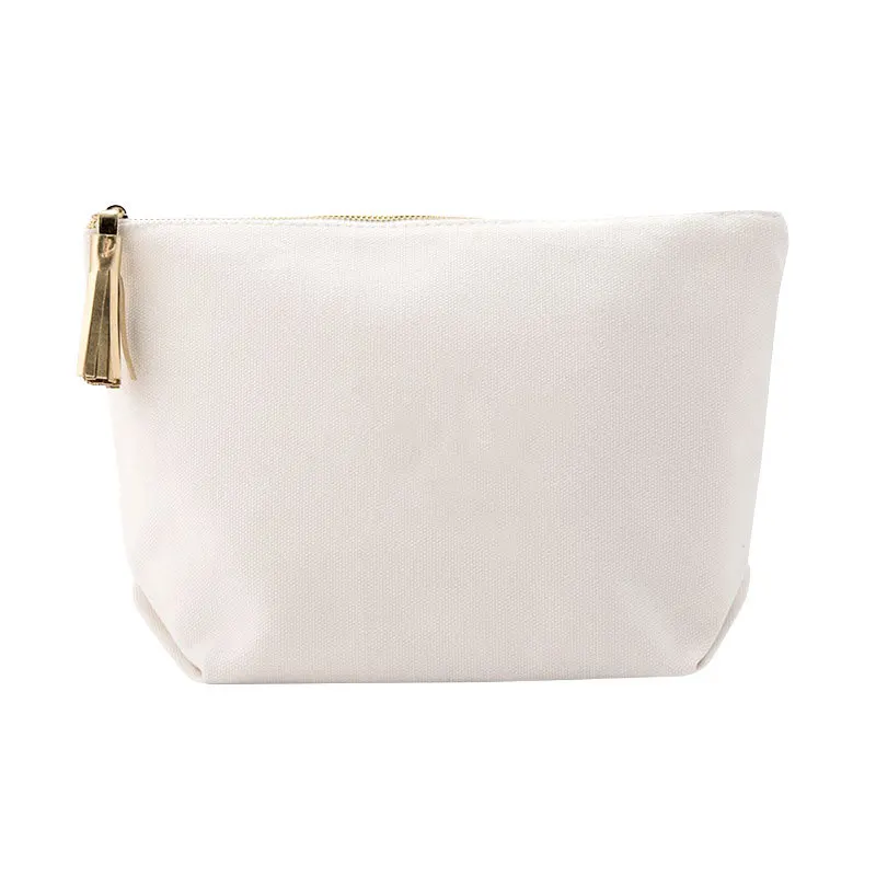 Wholesale Zipper Makeup Bag Eco-Friendly Cotton Canvas Accessory Pouch Double Sided Cosmetic Bag