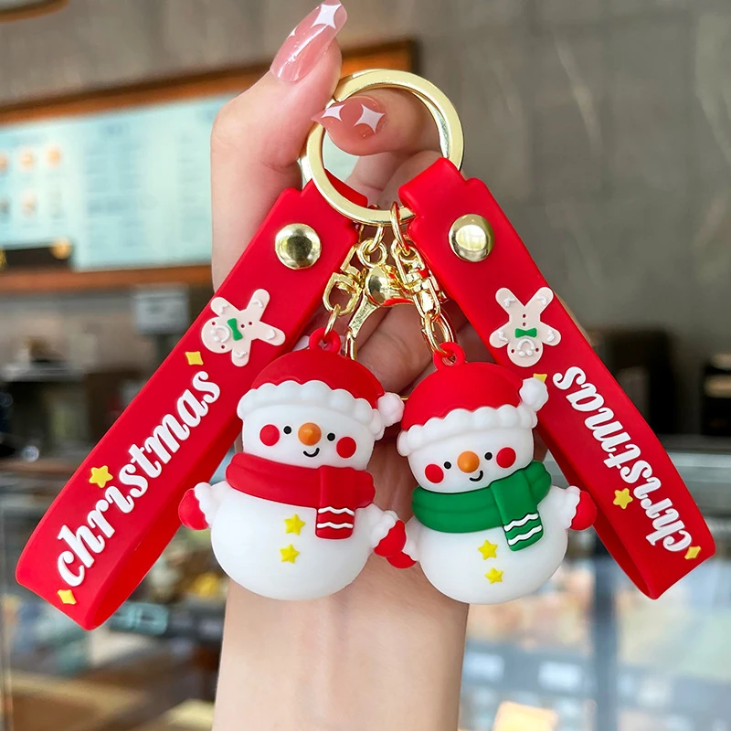 Factory Custom Cartoon Santa Claus Keychain Snowman Doll Toy Key Holder Bag Car Pendant Christmas Holiday Decoration Key Ring