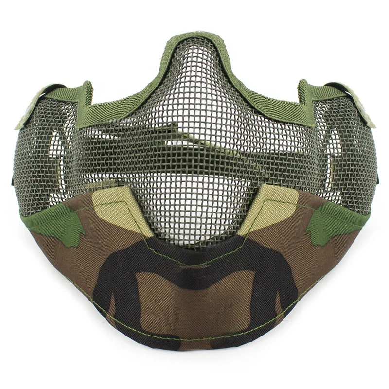 Action Union V2 Metal Steel Net Mesh Tactical Half Face Protective Mask with Ear Protection for CS Outdoor Wargame