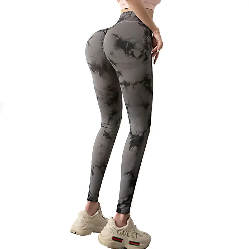 
2021 New Arrival Push up fitness leggins Women sexy highwaist sport yoga pant tie dye squat proof workout tights 