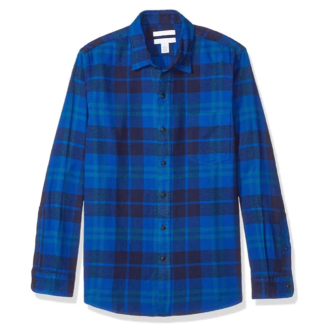 Custom print embroidery logo man shirt casual classic vintage thermal flannel shirts wholesale