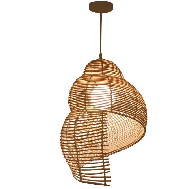 
Bamboo Retro Pendant Light handmade Wicker Rattan Lamp Modern Natural Conch Design Weave Lamp 