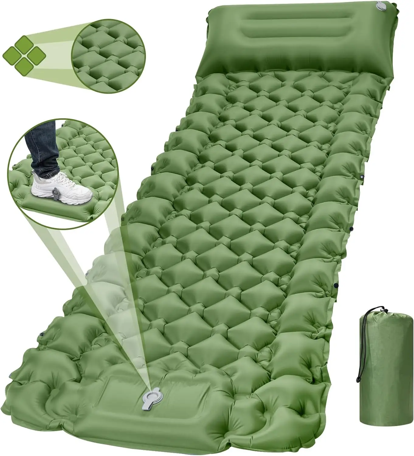 Customized Logo and Colors Single Inflatable Mattress Air Mattress Camping Outdoor Mat with Built-in Pump