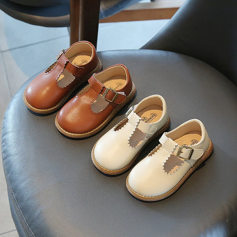  High Quality Leather Kids Girl School Shoes Children Party Dress Flat Girls Breathable