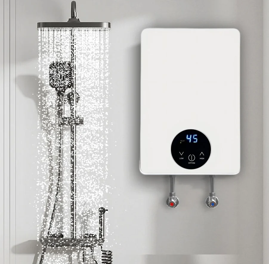 3.5KW 5.5KW 6.5KW bathroom Low power automatic tankless electric water heater and bath tub instant water heater for shower