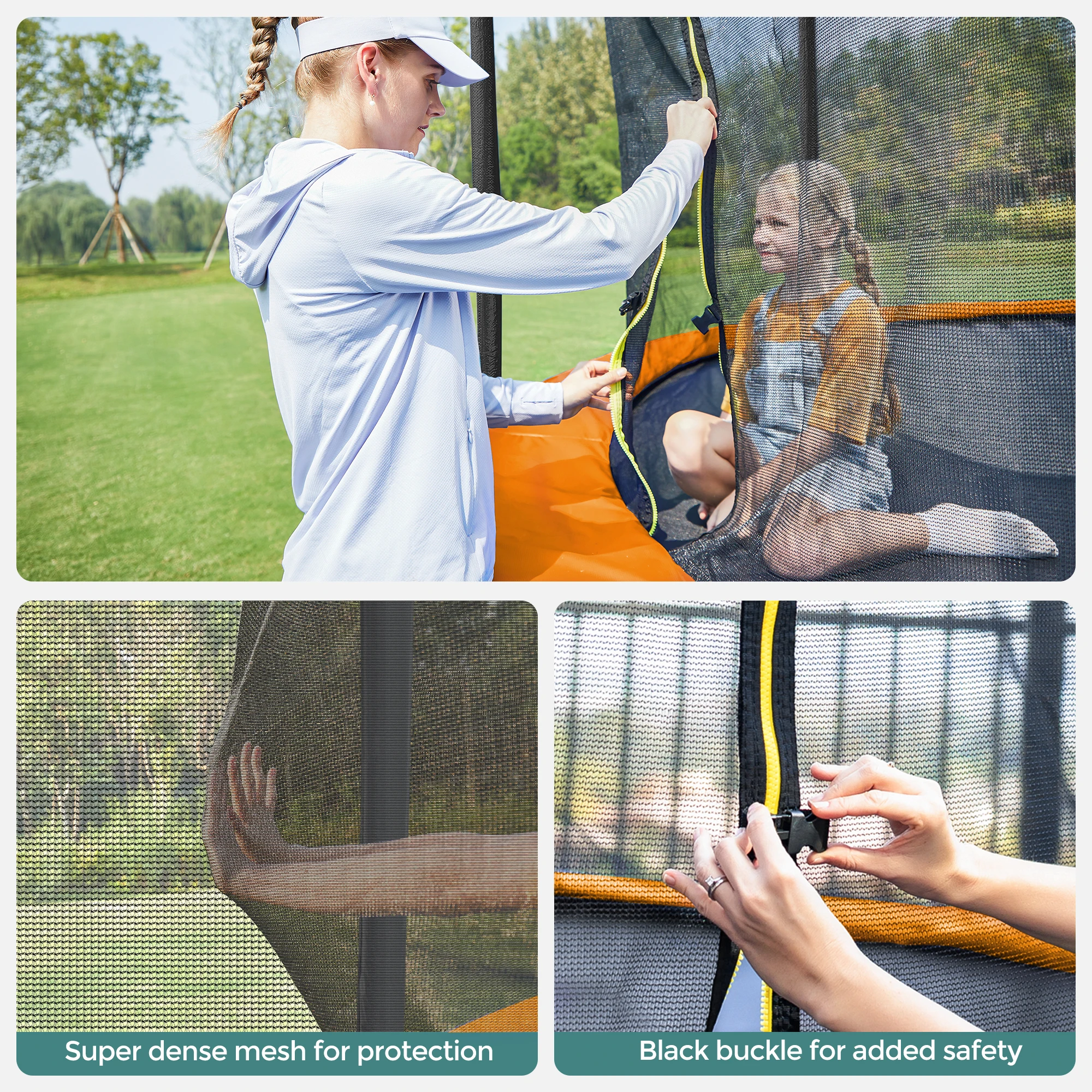 Backyard Jump Bounce Spring Cover Trampolines  Big 15ft Recreational Trampolines with Basketball Hoop and Ladder for Sale