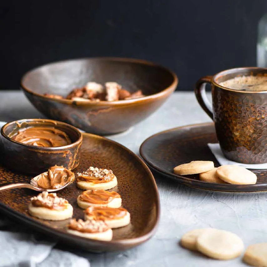 Restaurant Dinner Set Porcelain Crockery Handmade Pottery Platos Cup Stoneware Plate Bowl Durable Brown Color Ceramic Tableware