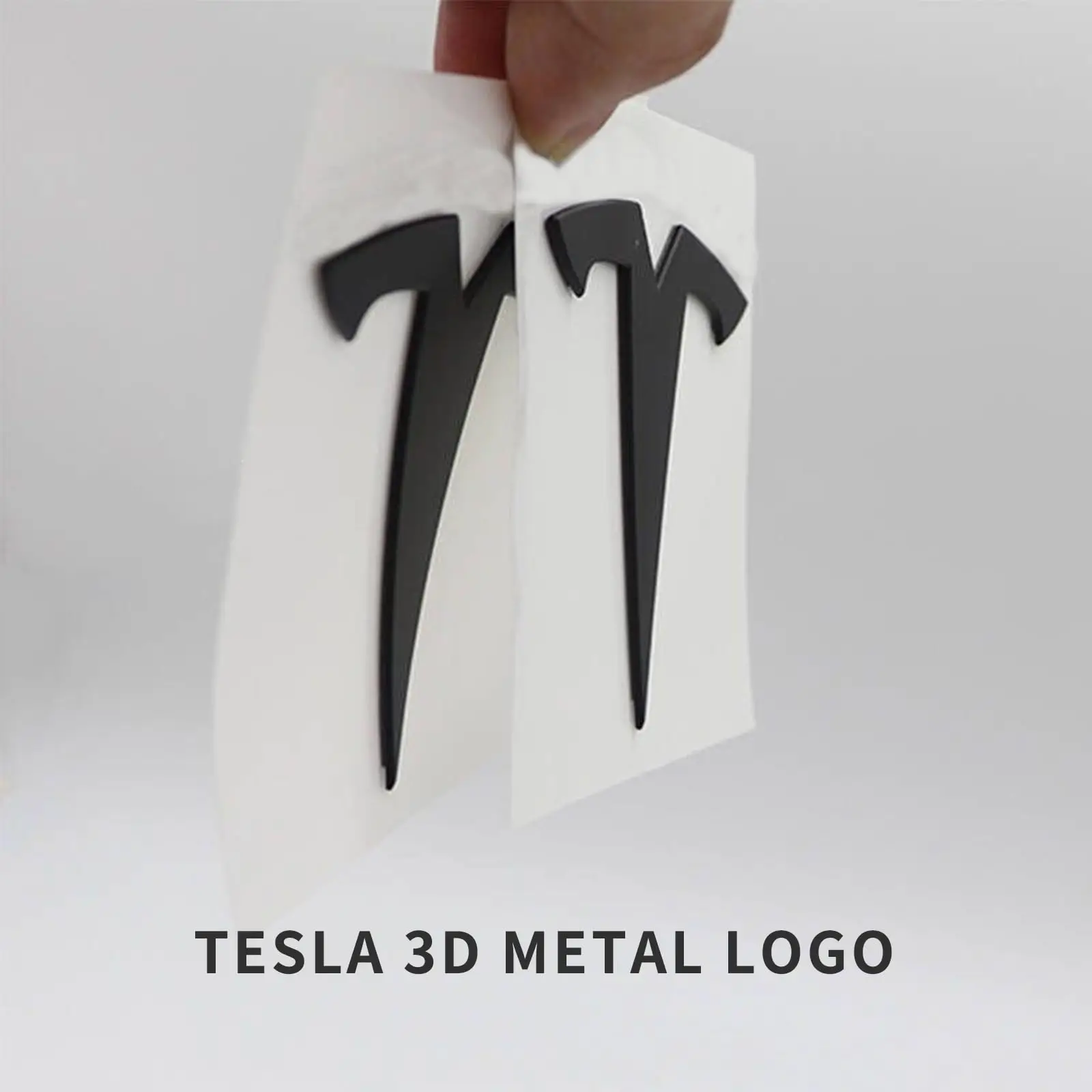 2 Pcs Front Hood Badge Decal & Rear Trunk Logo 3D Metal Emblem Sticker for Tesla Model Y Model 3