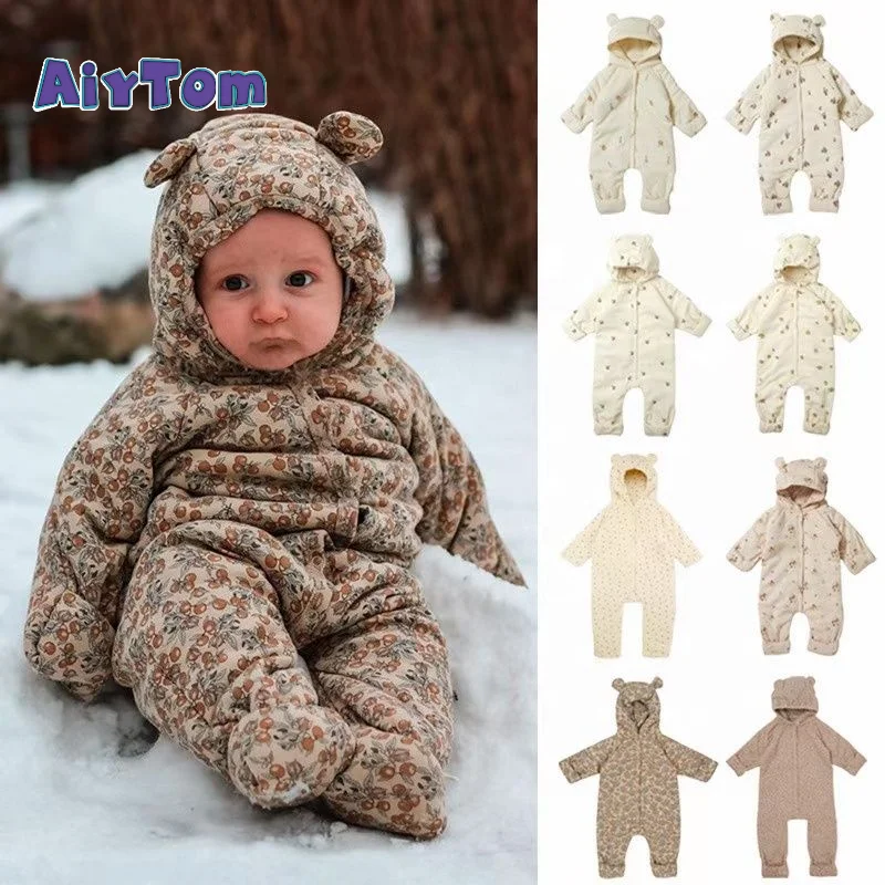 Wholesale New Design Ready To Ship Cotton Soft Winter Baby Romper One  Piece Bear Design Outwear Baby Winter Rompers