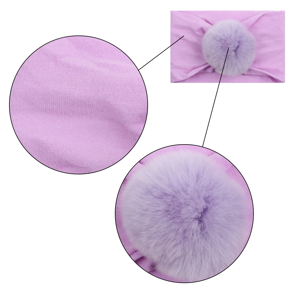 Classical Hair Style Fur Ball Elastic Baby Wide Nylon Headband 2021 New Arrival DIY Hair Accessories Headwear