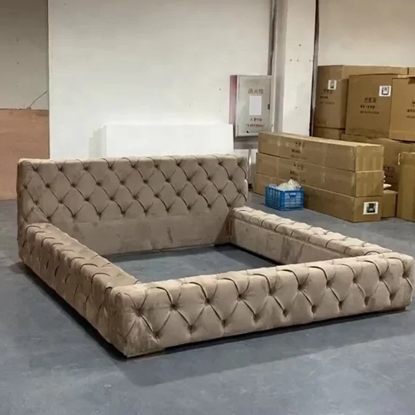 
Contemporary velvet fabric tufted king and queen size fabric tufted beds 
