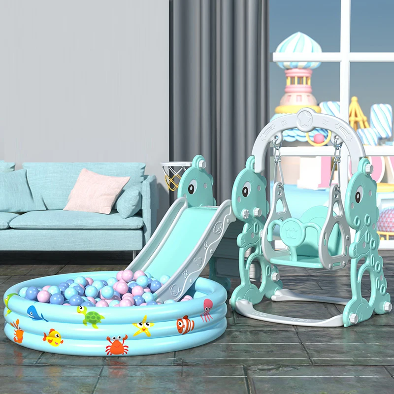 Hot Sale Playground 3 In 1 Combine With Swing And Basketball Plastic Baby Slide For Baby