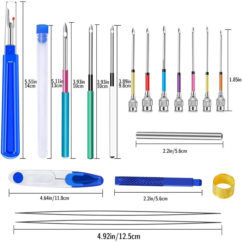 MCX-17 18 Pcs Punch Needle Tool Embroidery Stitching Punch Needles Adult Embroidery Kit