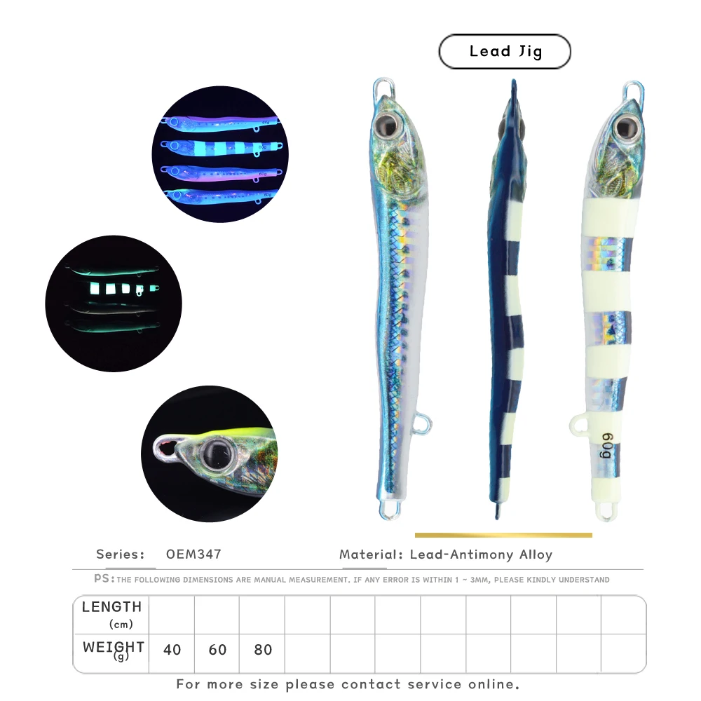 JIGGINGSOUL-RTS-347-fishing lure metal  40g 60g 80g sea fishing boat kanpachi Black croaker  Little Jig Jack Metal Adict Type 03