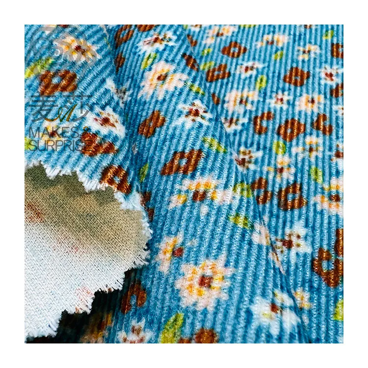 Custom Textile Fabric Printing Cotton Corduroy Fabric Stretch Velvet Corduroy Floral Fabric For Clothes Garment