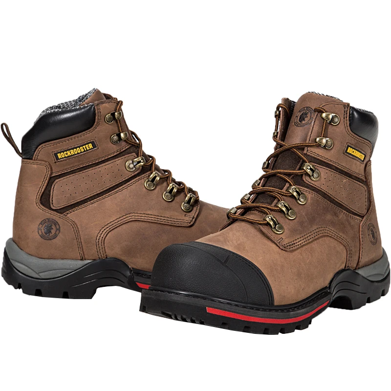 
Coated Leather Men Lace Safety Steel Toe Boots Imported First Layer Cow Leather ESD Conductive Shoes 