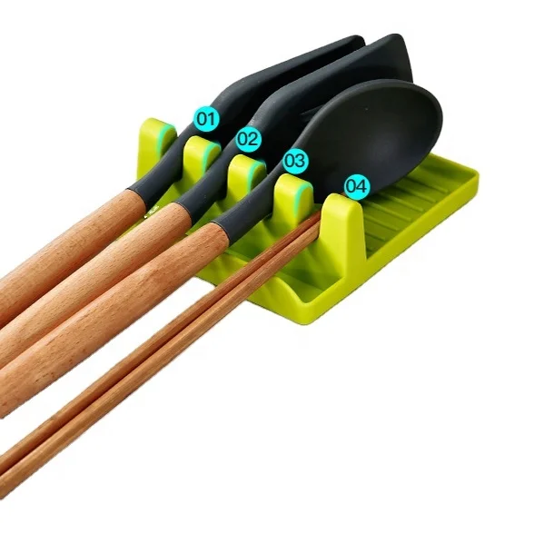 
Amazon Hot Kitchen Utensil Rest Eco-friendly Food Grade Spoon Rest Plastic Spoon Holder For Pot 