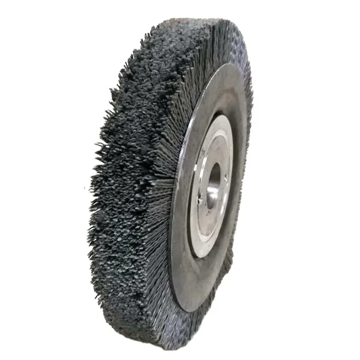 Wide Face Abrasive Nylon  Bristle Silicon Carbide Brush Wheel For Deburring Auto Spare