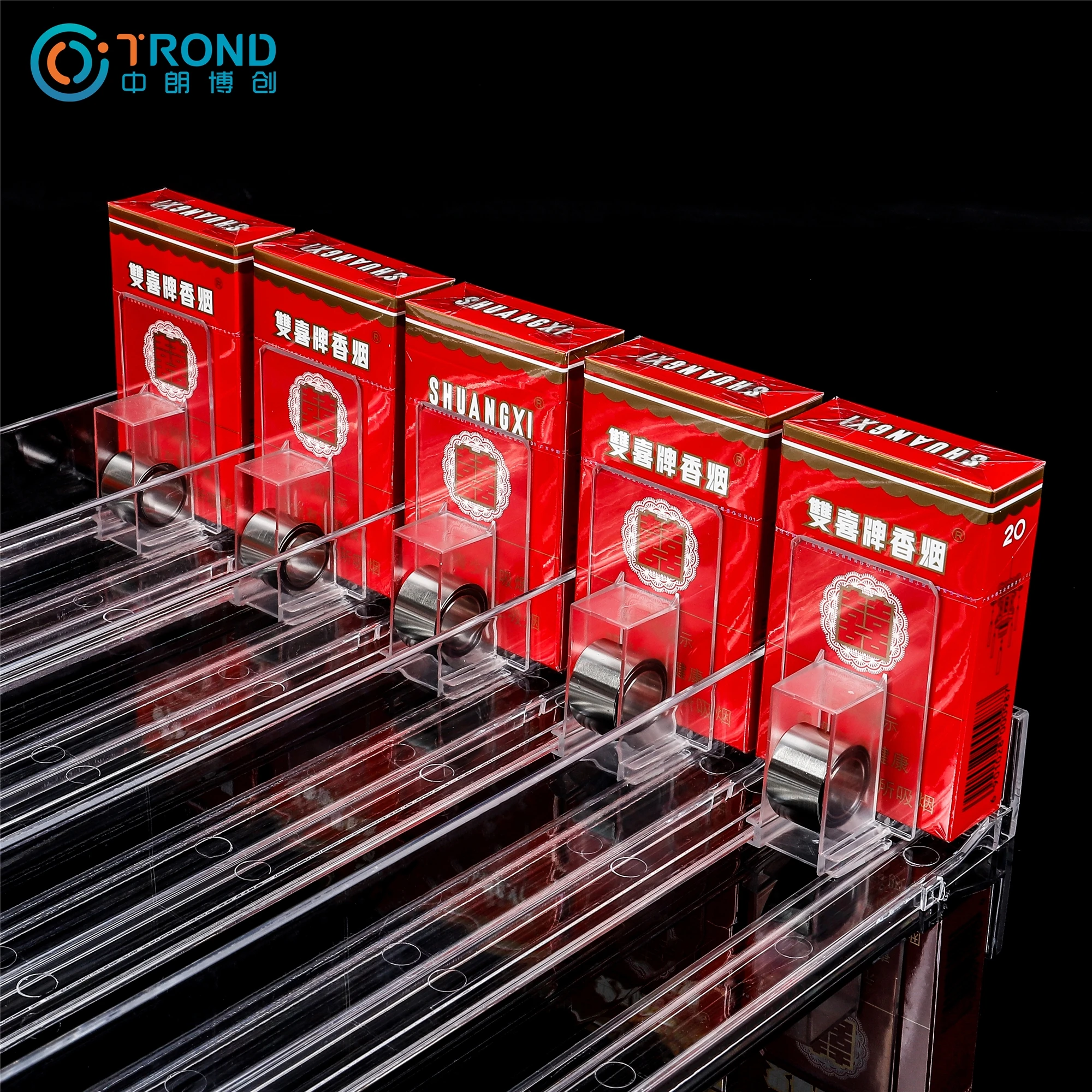 Transparent Automated Spring Loaded Shelf Pusher with Acrylic Tray for Juice Beer Tobacco Cigar Convenience Store