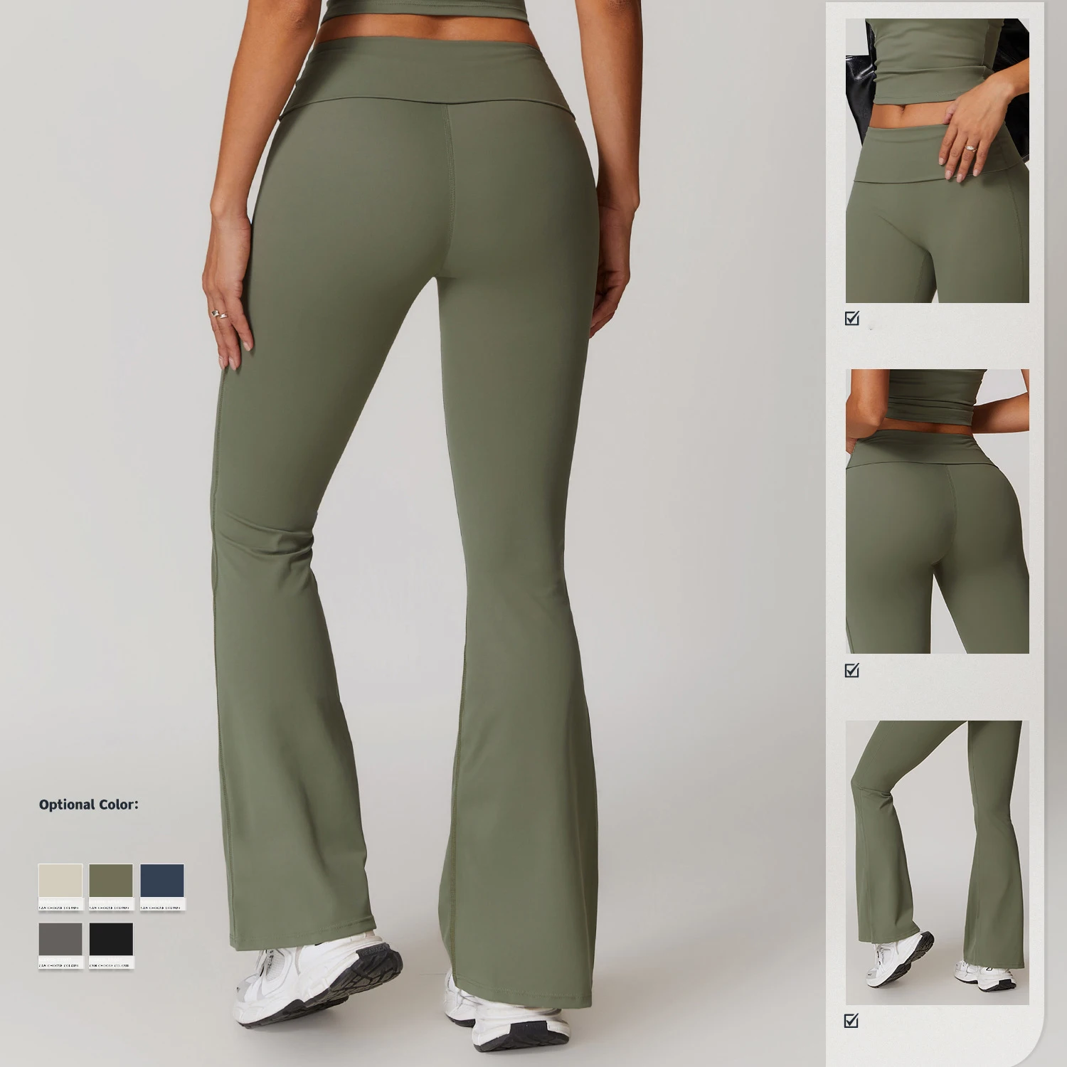 OEM High Waist Four Way Stretch Wholesale Wide Leg Flare Sports Pants High Stretch Soft Yoga Legging For Women