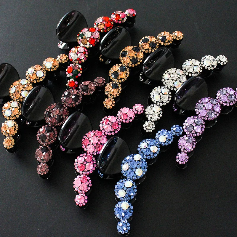 New Style Hair Claws Colorful Shiny Barrettes Women High Quality Hair Clip Rhinestone Hairpins Hair Accessories