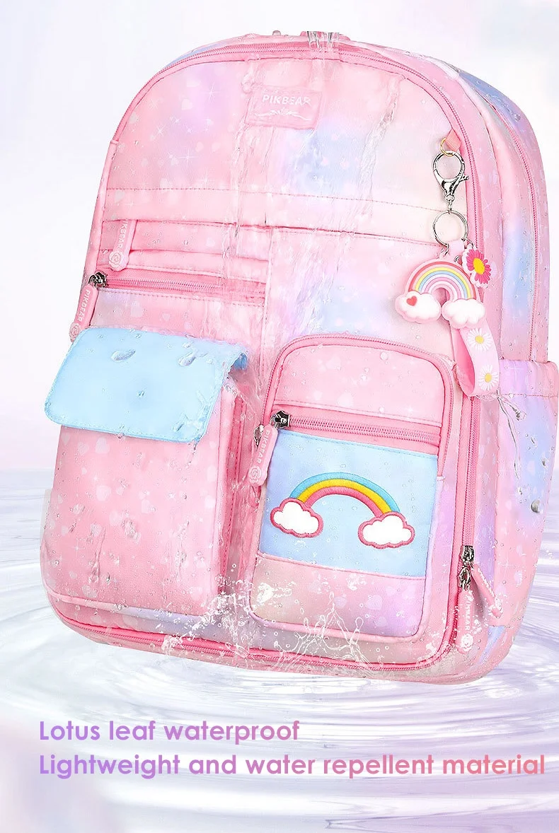 Amiqi MG-CHK01 2023New Design Wear-resistant School Bag Rainbow Pattern Backpack Custom Logo Student Backpack For Primary School