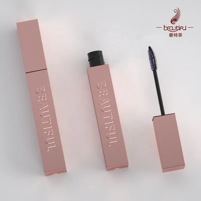 10ml empty embossment customized heavy weighted aluminum light pink / rose gold brow mascara square tube packaging container