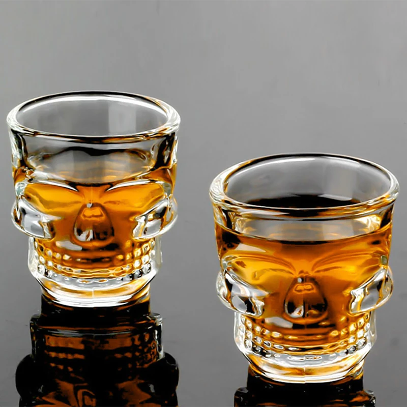2Oz Skulls Wine Glass Soda Lime Glass Machine Made Wine Cup Transparent Skulls Colored Liquor Shot Glass