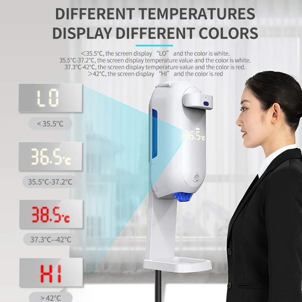  2021 Liquid Soap Dispenser Thermometer 2 in 1 No-Contact Hand Sanitzer For Hospital