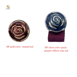 New Design Custom Gold Silver Metal Pin Red Green Enamel Round Rose Pattern Brooch