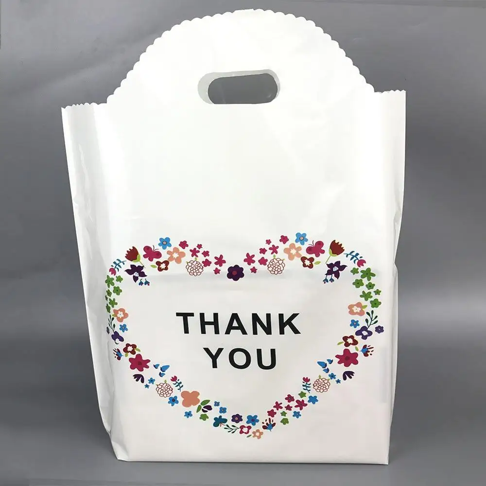 
12x16 Die-Cut Handle Plastic Thank You Floral Merchandise Shopping Bags 