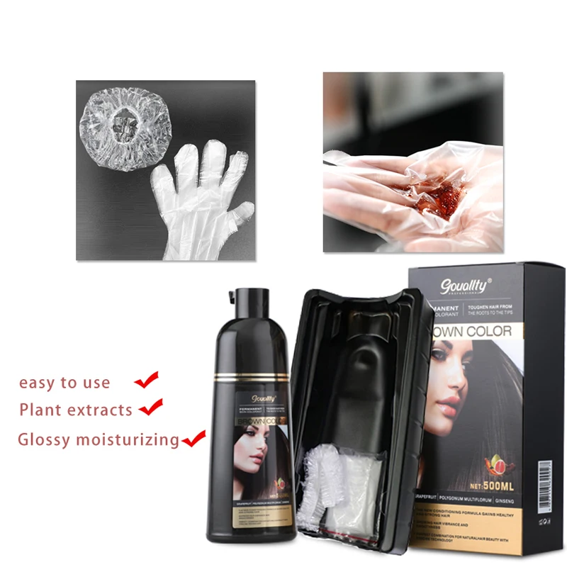 Factory Price Korean High Quality Daily Use 5 Minutes 100% Gray Coverage Black Hair Dye Shampoo 3 In 1