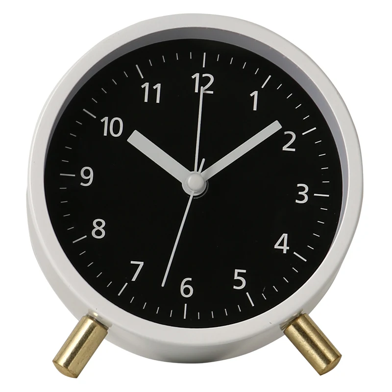 Round Silent Analog Alarm Clock Non Ticking with Night Light Battery Powered Super Silent Alarm Clock