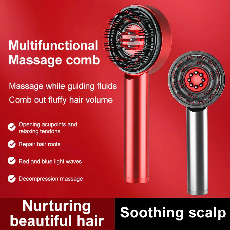 Trends 2024  Electric Head Comb Led Red Light Anti Hair Loss Hair Growth Device Electric Scalp Massage Hair Brush Oil Applicator