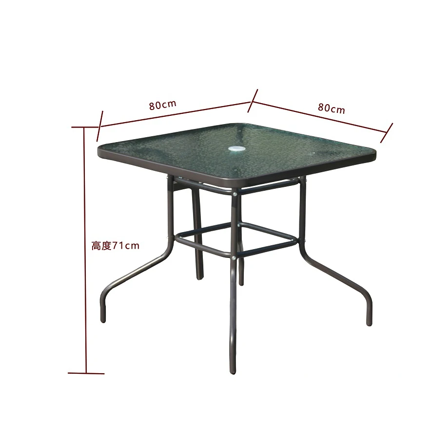 Оптовая продажа, прочный наружный квадратный и круглый металлический обеденный журнальный столик из закаленного стекла