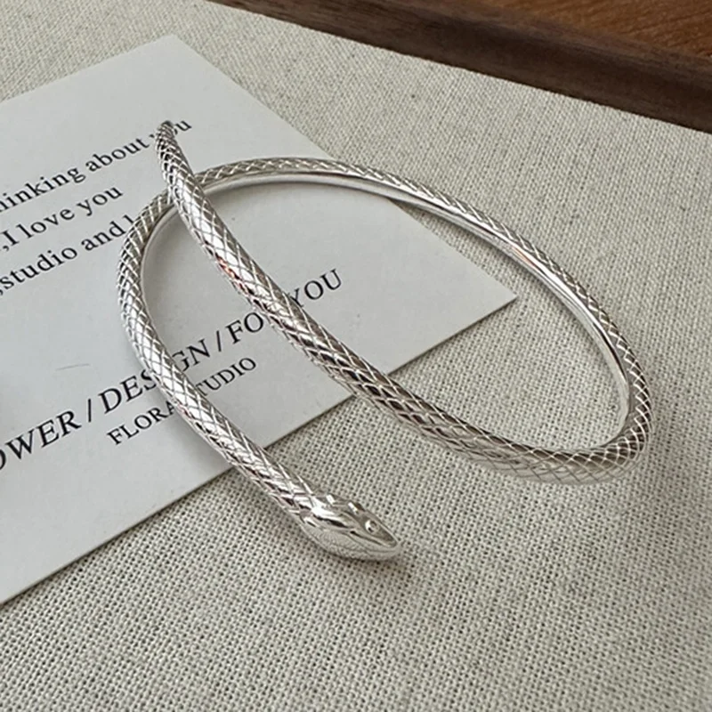 ICEBELA Fine Jewelry 925 Sterling Silver Luxury Bangle Bracelet Adjustable Winding Bendable Animal Snake Bracelet For Women