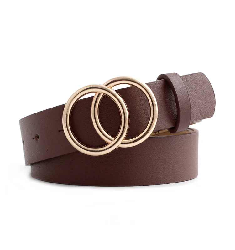 Fashion ladies luxury elastic band women C buckle PU leather belt